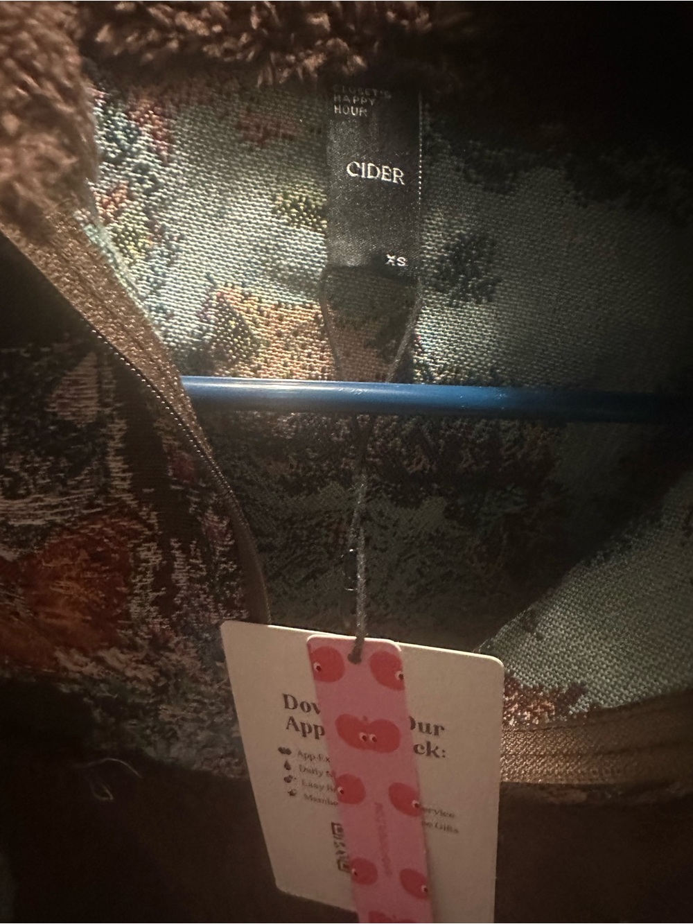 Cider Brown Floral Cat Sherpa Pull-On Jacket - Picture 8 of 8